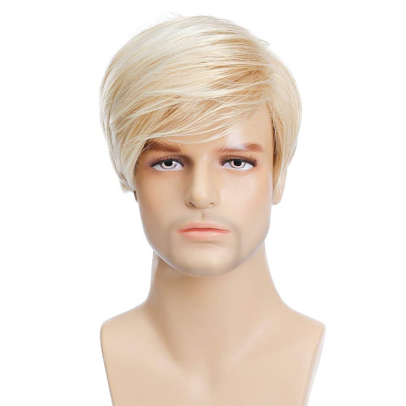 Kaneles Mens Blonde Wig Short Wig Natural Hair Replacement Synthetic Costume Halloween Hair Wigs (Light Blonde) - Image 2